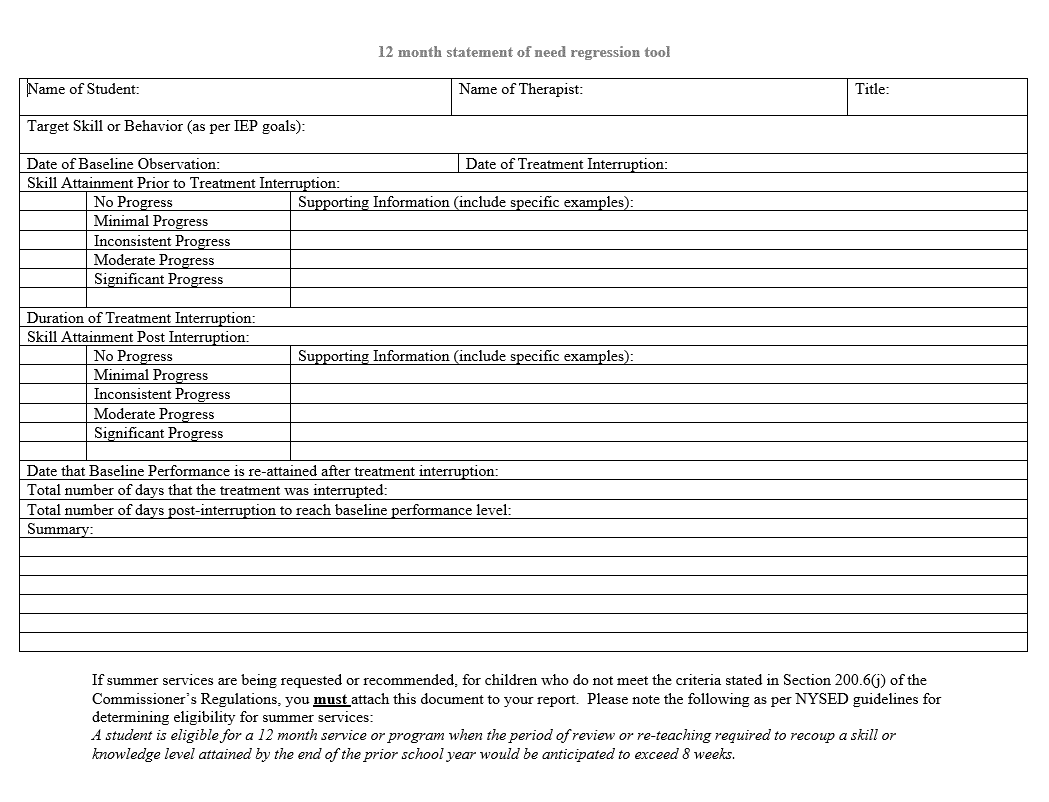 NYC CPSE 12-Month Services Regression Tool