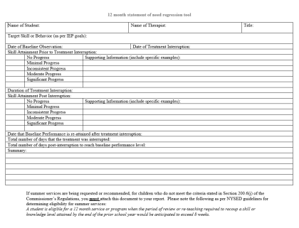 NYC CPSE 12-Month Services Regression Tool